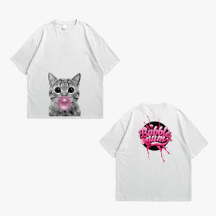 69. BUBBLE GUM CAT : Oversize T-Shirt